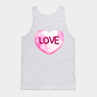 Watercolor Candy heart love valentine lover Tank Top